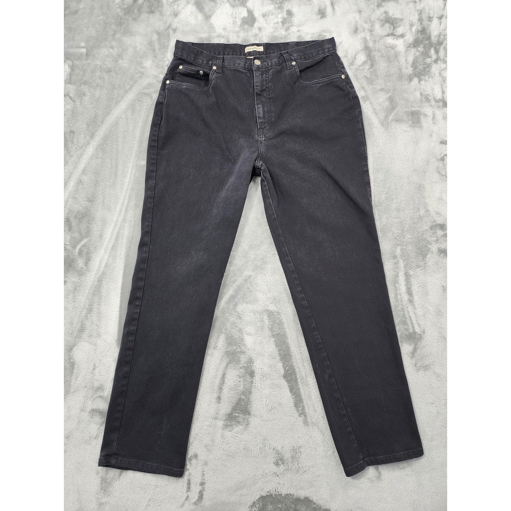 Vintage 80s 90s St John's Bay Jeans Womens 18 Black High Rise Tapered Stretch